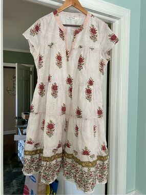Roller Rabbit women’s Medium Cream Blouse with Pink Floral Print